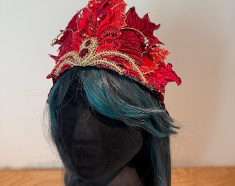 OOAK   Fantasy Fae  Red and Gold Cosplay Crown
