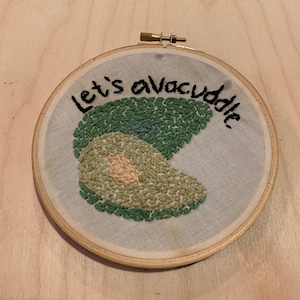 Avocado “let’s avocuddle” cute kitchen wall art embroidery