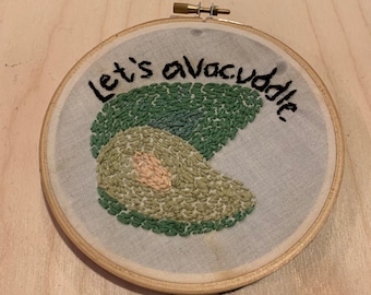 Avocado "let's avocuddle" schattige keuken kunst aan de muur borduurwerk