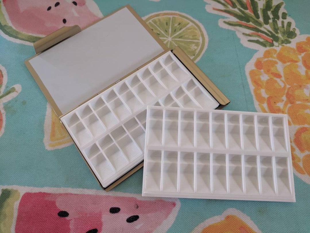 Palette De Peinture Pliable Blanche - 20 Petits Godets, 5 Grands - Avec Trous Pour Pouces Et Support Pinceaux