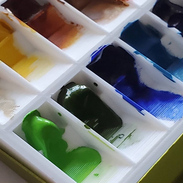 Watercolor palette w/ Sable travel brush & magnetic 2 palette inserts w/ 18 color slots. pocket size palette 2 x4 in. flip