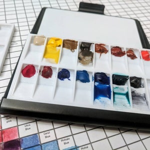 TravelWatercolor paint palette w magnetic removable palette insert. Only weighs 2.6 oz Pocket size 2x4 in heavy aluminum single image 3