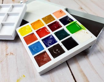 Paleta magnética de acuarela, tamaño de viaje, con capacidad para 25 colores