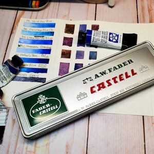 Vintage Watercolor Palette pencil tin & removable palette inserts image 1