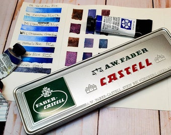 Vintage Watercolor Palette pencil tin & removable palette inserts