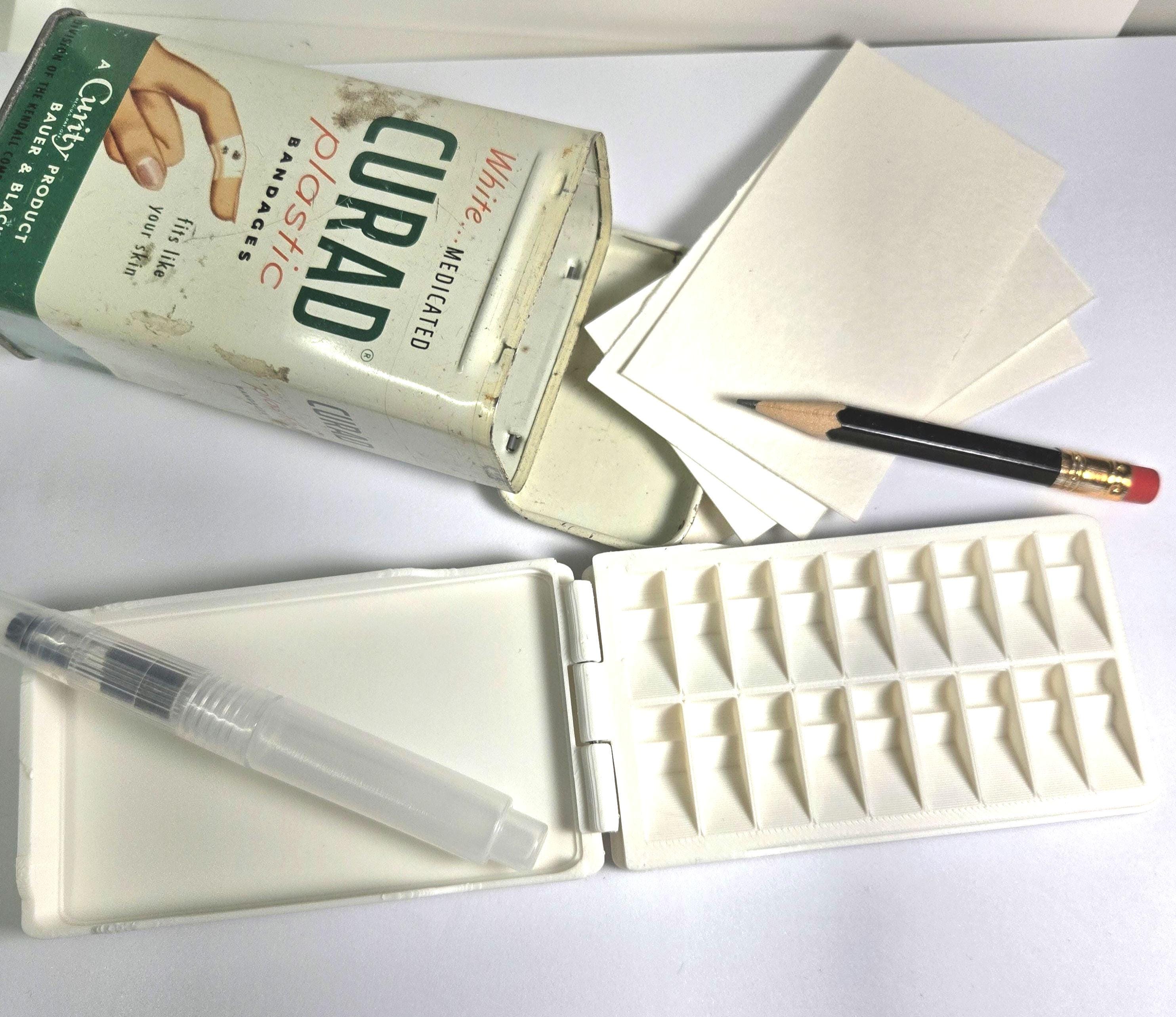 Watercolor Palette kit 2 x 3.5 inches vintage bandage tin