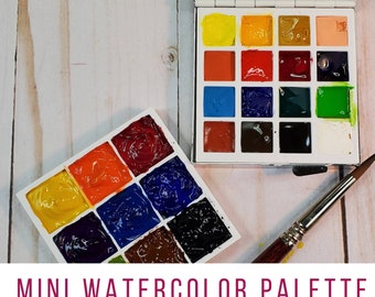 Watercolor Palette 2.5 inches square. Hold up to 25 colors. Thin Travel size