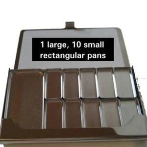 TravelWatercolor paint palette w magnetic removable palette insert. Only weighs 2.6 oz Pocket size 2x4 in heavy aluminum single image 6