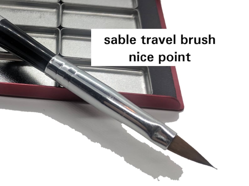 Watercolor flip palette with Sable travel brush and Etsy