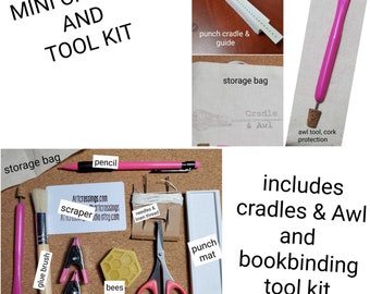 Travel Bookbinding Tool Kit Mini Cradle and Awl