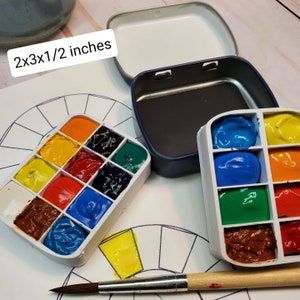 Watercolor mini  palette Travel 2 x 3 x 1/2 in with 2 removable palette inserts