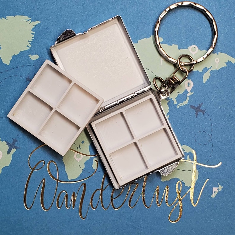 Watercolor travel palette stainless. Keychain or Necklace Pocket size 1.5 inches with 2 palette inserts image 4