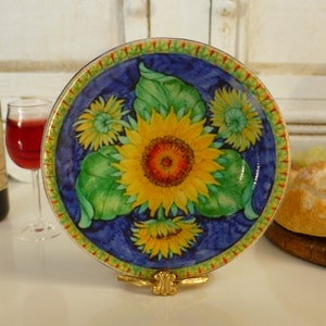 Tuscan Sunflowers Dollhouse Miniature Plate 1/12 Scale