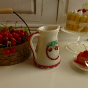 Cherries Porcelain Dollhouse Miniature Jug. image 3