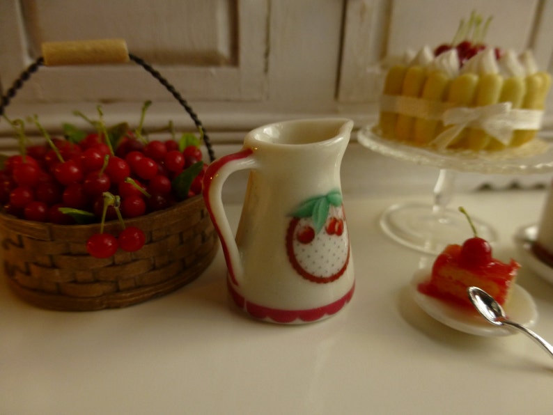 Cherries Porcelain Dollhouse Miniature Jug. image 3