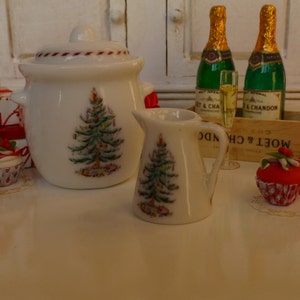 Christmas Tree Porcelain Dollhouse Miniature Jug
