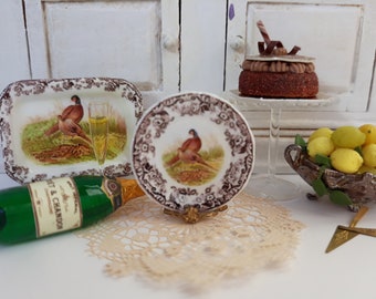 1:12 Scale Woodland Pheasant  Dollhouse Plate