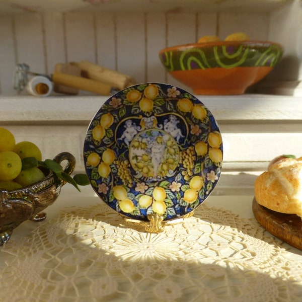 Tuscan Limoni  Ceramic Dollhouse Plate 1:12 Scale