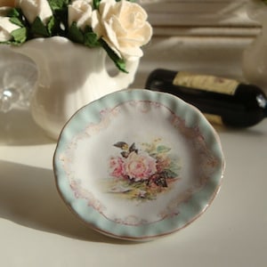 Romantic Rose Mint Dollhouse Miniature Plate