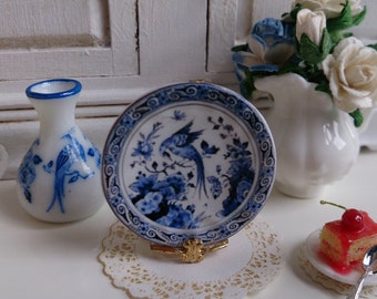 Set Di 3 Piastrelle In Ceramica Pavone Per Casa Delle Bambole - Decorazione Da Parete In Miniatura