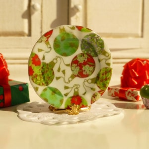 Christmas Balls  Dollhouse Miniature Plate.