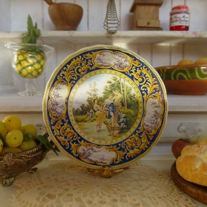 Tuscany Italian Majolica Dollhouse Plate.Puppenhaus-Miniaturteller.Assiette de maison de poupée.Poppenhuis plaat.Poppenhuis miniatuur
