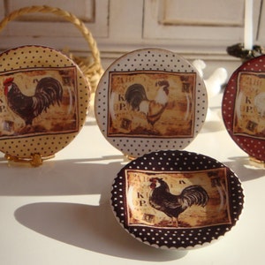 Country Farm Rooster Dollhouse Miniature Plate