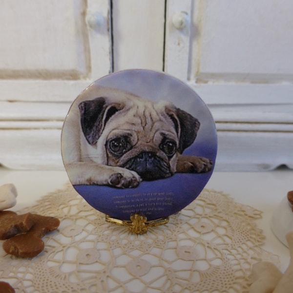 Adorable Pug Dollhouse Miniature Plate