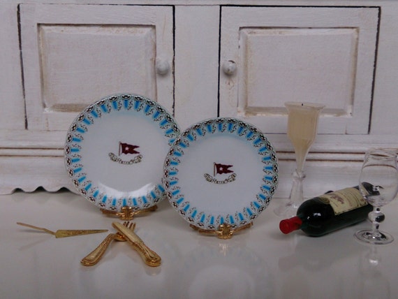 タイタニック号ファーストクラスレプリカドールハウスプレート、手作り