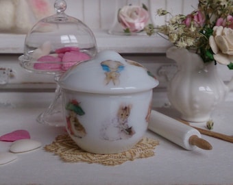 Dollhouse Miniature Porcelain Beatrix Potter Characters Bowl in 1:12 Scale.