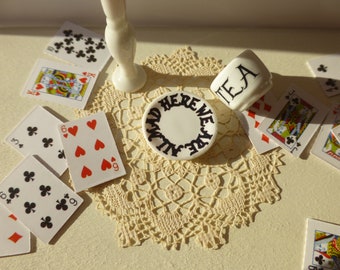 Alice in Wonderland Tea Time  Dollhouse Miniature Teacup and Saucer