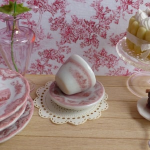 Old Britain Castles Pink Dollhouse Miniature Tea cup and Saucer