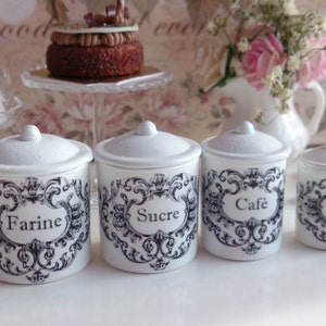 Dollhouse Miniature Vintage Labels Kitchen Metal Canisters