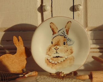 1:12 Scale Easter Daughter Bunny Dollhouse Miniature Plate