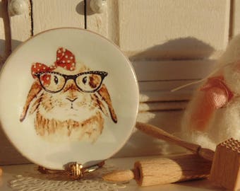 1:12 Scale Easter Mom Bunny Dollhouse Miniature Plate