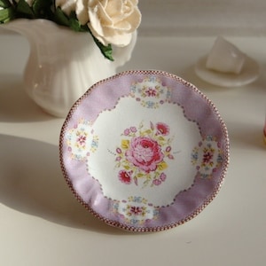 Shabby Chic Rose Lavender Dollhouse Miniature Plate