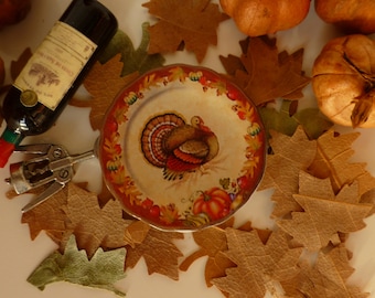 1:12 Scale Thanksgiving Turkey Plate for Dollhouse.