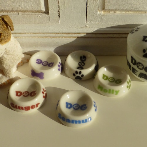 Miniature Dog Food Bowl Water Bowl Dollhouse Miniatures Etsy