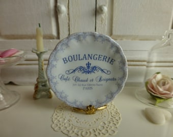 Vintage Blue French  Dollhouse Miniature Plate