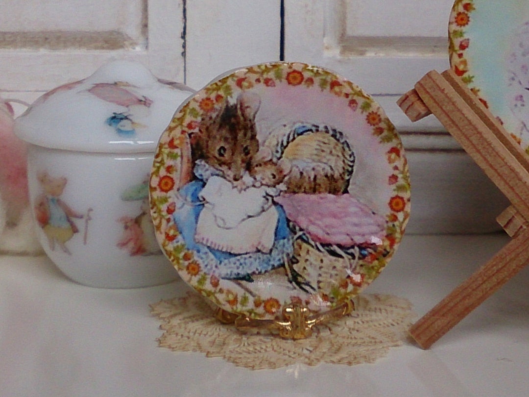 Hunca Set Hunca Munca Doing Her Babies Sleep Dollhouse Miniature Plate - Etsy