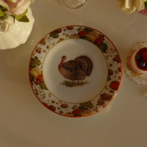 Thanksgiving Turkey Dollhouse Miniature Plate 1:12 scale