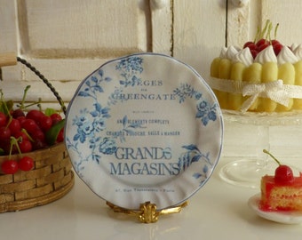 Blue Shabby Plate for Dollhouse