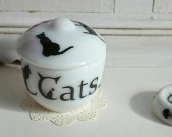 Cat's Treats Porcelain Dollhouse Miniature Bowl