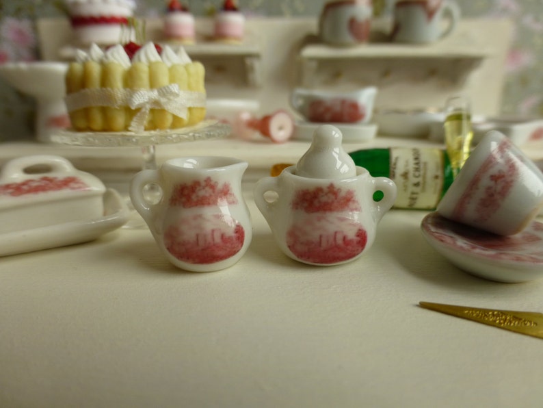 Old Britain Castles Pink Dollhouse Miniature Porcelain Sugar Etsy