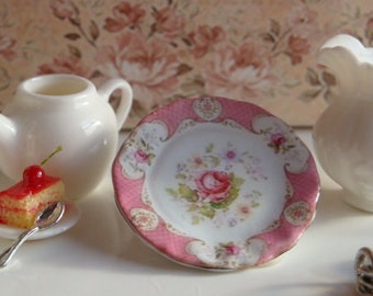 リモージュ ソフトピンクのバラのドールハウス用プレート - Etsy 日本