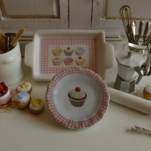 Cherry Cupcake Party Dollhouse Miniature Plate