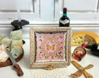 Butterflies Square Dollhouse Miniature Plate