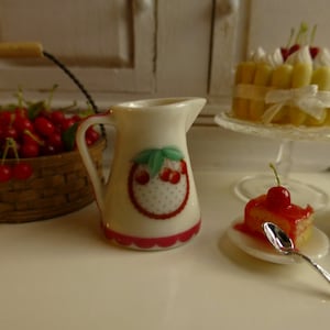 Cherries Porcelain Dollhouse Miniature Jug. image 1