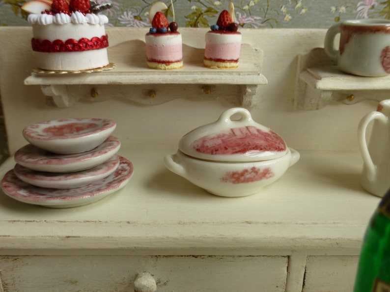 Old Britain Castles Pink Dollhouse Miniature Porcelain Tureen Etsy