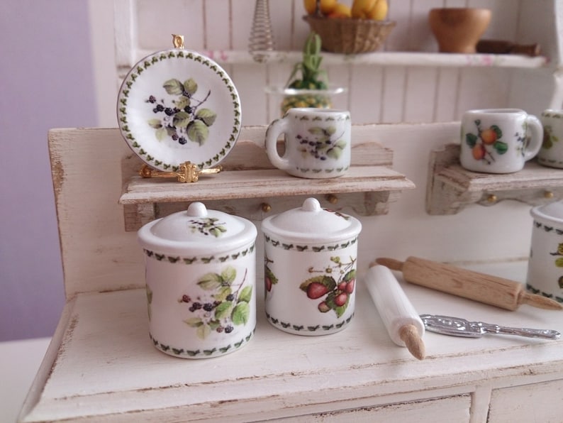 1:12 Scale Botanic Eden Fruits Dollhouse Miniature Canisters image 2